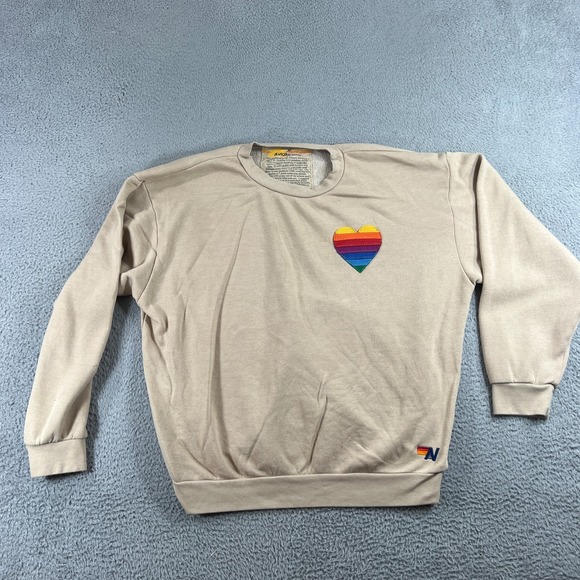 Aviator Nation Tops - Aviator Nation Rainbow Heart Stitch Crewneck Sweatshirt Size Medium